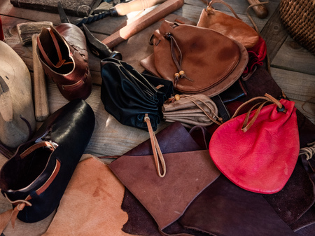 Leather goods. Medieval leather goods.