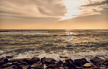 Beach in Sri Lanka. Indian ocean. Sunset. The City Of Midigama.