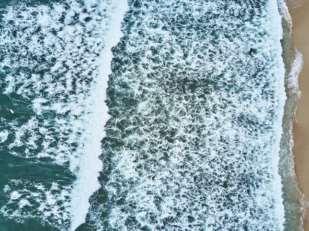 Aerial drone view of beautiful sea wave surface. Sri-lanka. Midigama