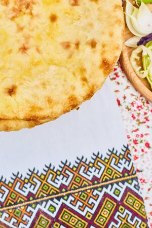 Pita. Unleavened white bread. National cuisine of the peoples of the Caucasus.の写真素材