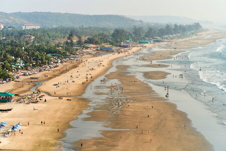 Beauty Arambol beach aerial view landscape, Goa state in India. View from Mount Arambol.の写真素材