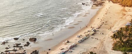 Beauty Wagh (Tiger) Arambol beach aerial view landscape, Goa state in India. View from Mount Arambol.の写真素材