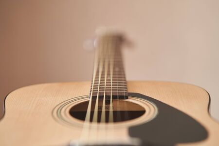 The Guitar deck. Acoustic guitar. Musical instrument. Fretboard acoustic guitar