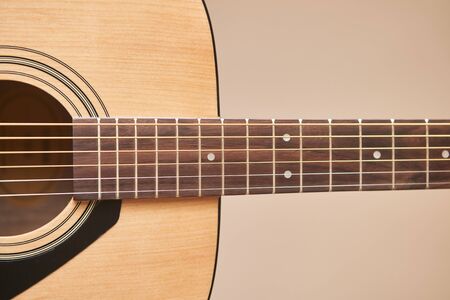 The Guitar deck. Acoustic guitar. Musical instrument. Fretboard acoustic guitar