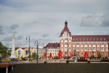 Gusev, Russia - May 2, 2020: Government District Office Buildingのeditorial素材