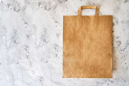blank eco brown paper bag on light background. Mock upの写真素材