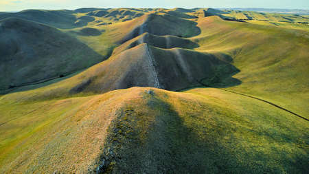 Aerial View of the Long Mountains Ridge. The beginning of the Ural mountains. Orenburg region.の写真素材