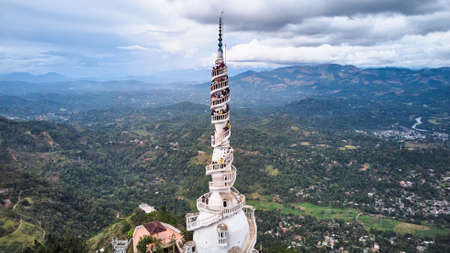 Aerial view of Ambuluwawa Tower in central Sri Lanka