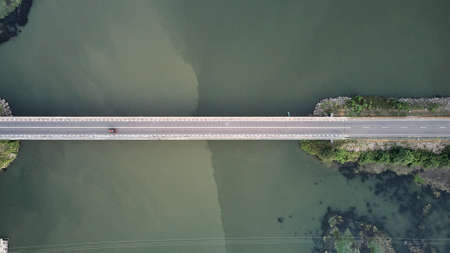 Aerial view of a road bridge in Sri Lankaの写真素材