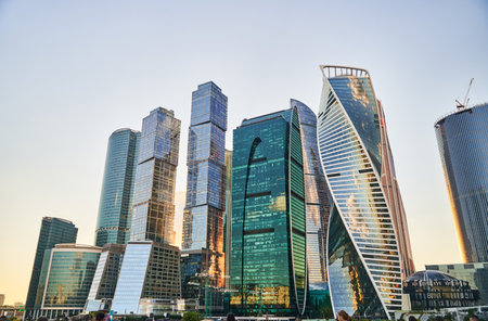 Moscow, Russia - 30.07.2022: View of skyscrapers at Moscow City. International Business Centerのeditorial素材
