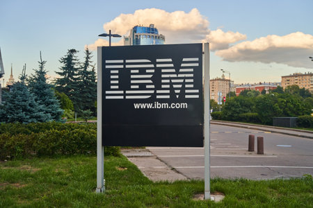 Moscow, Russia - 30.07.2022: IBM advertising banner on the street of Moscow, Russia