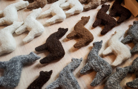 Hand made alpaca toys made of feltの写真素材