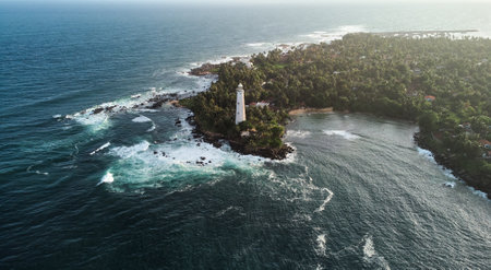 Aerial view of Dondra Lighthouse in Sri Lankaの写真素材