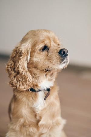 Fawn adult American Cocker Spaniel. Close upの写真素材