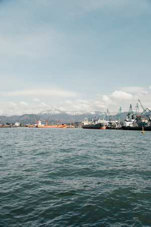 Batumi, Georgia - 04.05.2021: Batumi International Container Terminal. Batumi seaportの写真素材