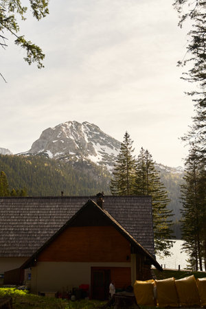 View of the mountains in the Durmitor National Park in Montenegroの写真素材