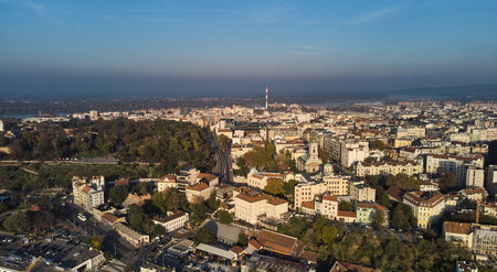 Aerial view of the old town of Belgrade.