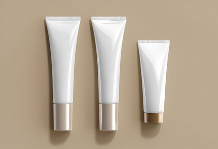 Explore our Stylish Cosmetic Tubes in Aesthetic Colors that enhance your beauty routine. Ai generated.の素材
