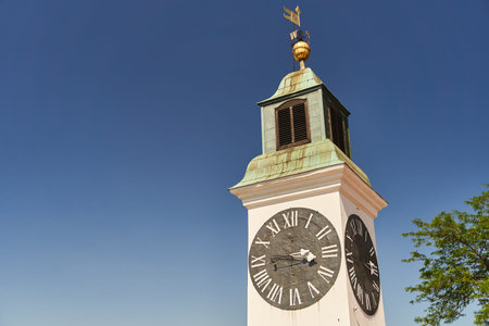 The clock tower in Petrovaradin Fortress, Novi Sad, Serbia