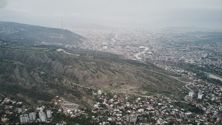 Aerial view of Krtsanisi district of Tbilisiの写真素材
