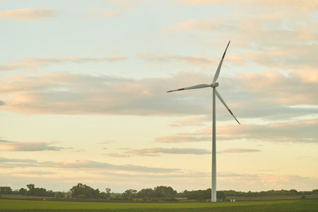 Wind turbines for electric power production in Hungaryの写真素材