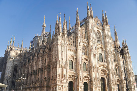 Milan, Italy - February 15, 2023: Milan Cathedral in Piazza Duomo during the day, Milan. Cathedral of the Duomoのeditorial素材