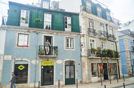Lisbon, Portugal - 29.12.2022: Charming and Colorful Buildings in Lisbons Enchanting Historic District Await Explorationのeditorial素材