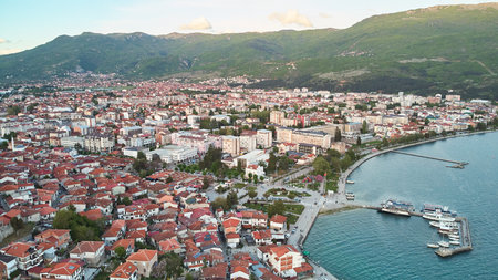 Aerial view of Ohrid city. Lake Ohrid. North Macedoniaの写真素材