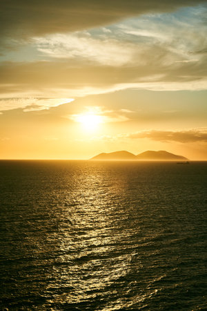 View of the sea and sunsetの写真素材