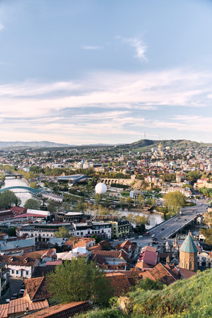 Tbilisi, Georgia - 04.18.2021: Aerial view of Tbilisi from the observation deckの写真素材