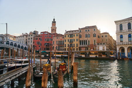 Venice, Italy - 10.12.2021: Beautiful view of famous Grand Canal in Venice, Italy