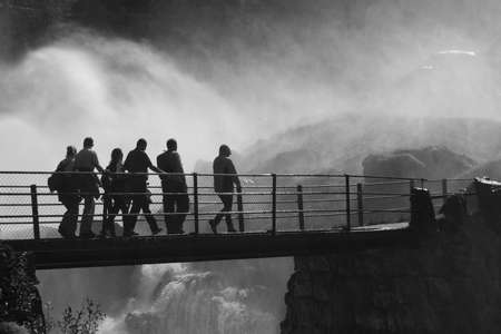 A fragile bridge above waterfallのeditorial素材