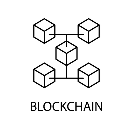Blockchain vector icon or design element in outline styleのイラスト素材