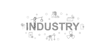 Industry vector banner. Word with line icon. Vector backgroundのイラスト素材