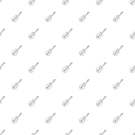 Electic guitar background from line icon. Linear vector patternのイラスト素材