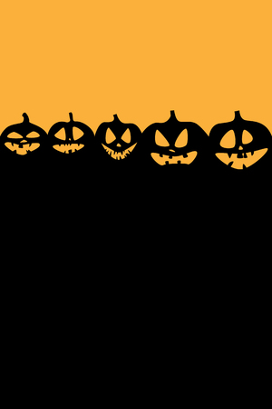Halloween background with scary pumpkins. Vector illustrationのイラスト素材