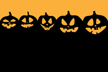 Halloween background with scary pumpkins. Vector illustrationのイラスト素材