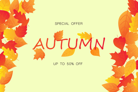 Autumn sale background layout decorate with leaves for shopping. Vector illustrationのイラスト素材