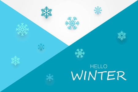 Hello winter banner with snowflakes. Vector illustrationのイラスト素材