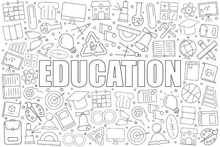 Education background from line icon. Linear vector pattern. Vector illustrationのイラスト素材