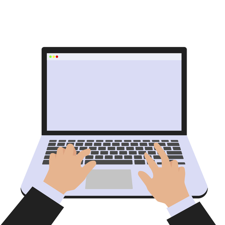 Isolated laptop background with hands. Business conceptのイラスト素材