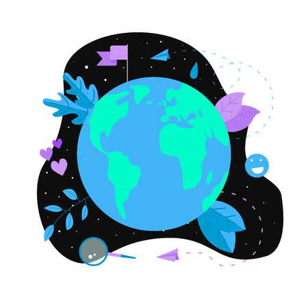Day of earth vector flat illustration. Concept save the planet and environment.のイラスト素材