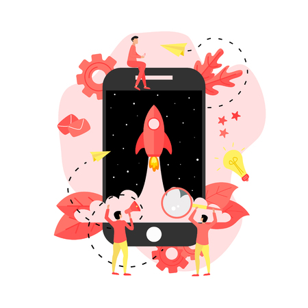 Concept of startup launch of a new online business.のイラスト素材