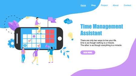 Web Template. Online time management assistant with marks, tasks and notes . Concept of time management. with business icons.のイラスト素材