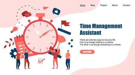 Webpage Template. Concept of time management assistant with business icons.のイラスト素材