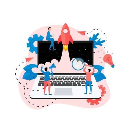 Concept of startup launch of a new online business.のイラスト素材