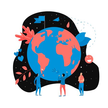 Day of earth vector flat illustration. Concept save the planet and environment.のイラスト素材