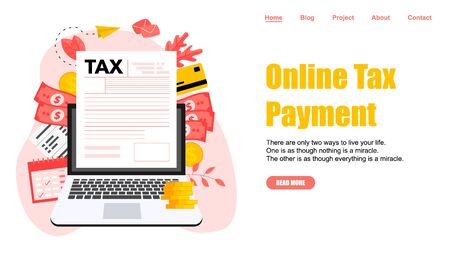 Webpage template. Online tax payment vector illustration concept. Filling tax form.のイラスト素材