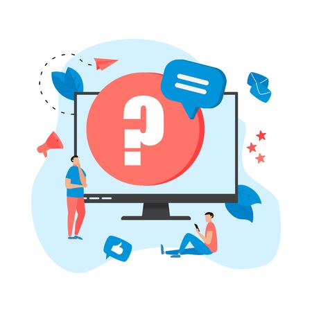 Frequently Asked Question flat modern design concept on desktop.のイラスト素材