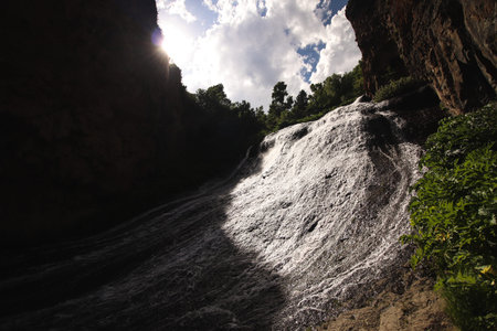 Jermuk waterfall on a sunny day, Armenia